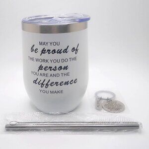 Stainless Steel Insulated Tumbler W/ Lid Straw Keychain Inspirational Gift Set